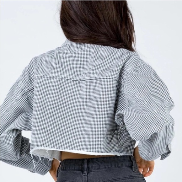 Princess Polly Nixi Jacket. Cropped checkered Jacket. Raw Edge. Size 6. - Picture 4 of 8